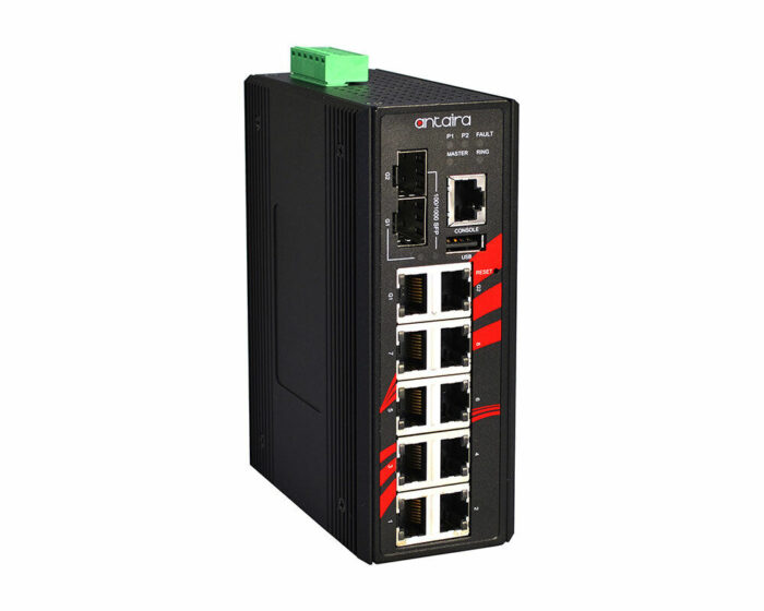ANT LMP-1002C-SFP Serie - Industrielle Gigabit PoE+ Managed Ethernet Switches für widrige Bedingungen: side