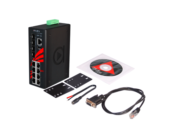 ANT LMP-1204G-SFP Serie - Industrielle 12-Port Gigabit PoE+ Managed Ethernet Switches für widrige Bedingungen: set