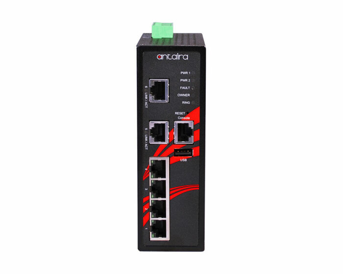 ANT LMX-0600 Serie - Industrielle 6-Port Managed Ethernet Switches für widrige Bedingungen - front