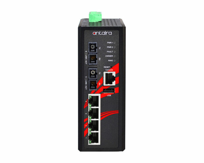 ANT LMX-0602-M Serie - Industrielle 6-Port Managed Ethernet Switches für widrige Bedingungen - front