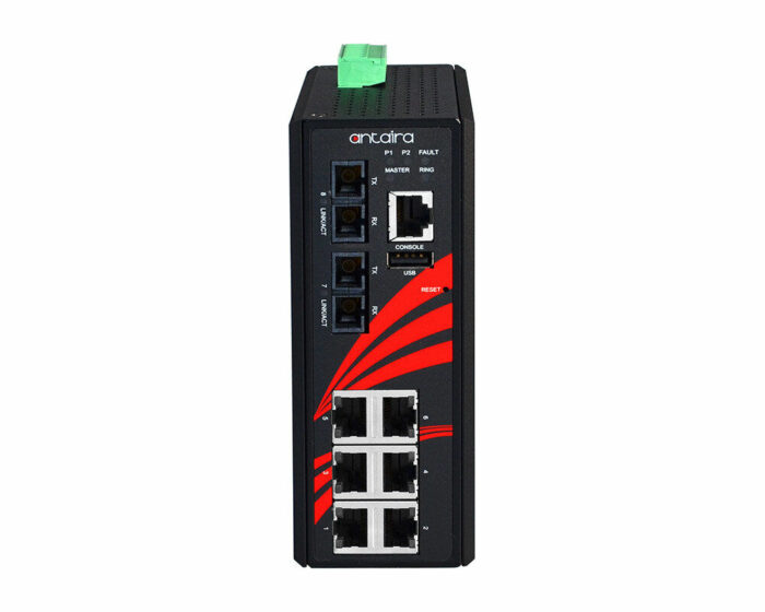 ANT LMX-0802-M Serie - Industrielle 8-Port Managed Ethernet Switches für widrige Bedingungen - front