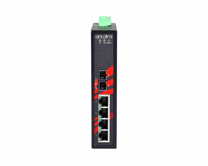 ANT LNX-0501M Serie - Industrielle 5-Port Unmanaged Multimode Ethernet Switches für widrige Bedingungen: front