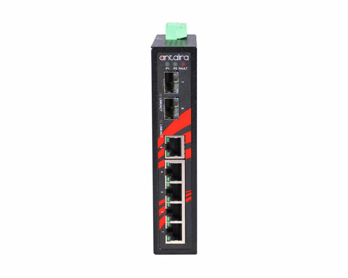 ANT LNX-0702C-SFP Serie - Industrielle 7-Port Unmanaged Gigabit Ethernet Switches für widrige Bedingungen - Front