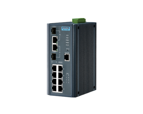 EKI-7710G-2CI - Industrieller 10-Port Unmanaged Gigabit PoE Ethernet Switch mit 8x Gigabit-PoE- und 2x Gigabit Copper-SFP-Combo Ports